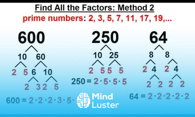 Algebra Ch 6 Factoring 9 of 55 How to Find All the Factors Method 2