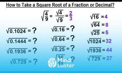 Algebra Ch 17 Roots and Radicals 5 of 20 How to Take a Square Root of a Fraction or Decimal
