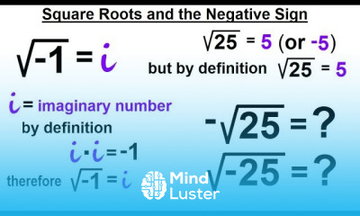 Algebra Ch 17 Roots and Radicals 6 of 20 How to take the Square Root of a Negative Number