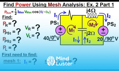 Electrical Engineering Ch 12 AC Power 14 of 38 How to find Power Using Mesh Analysis Ex 2 Part 1