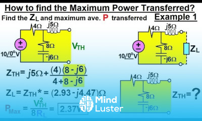 Electrical Engineering Ch 12 AC Power 19 of 38 How to Find Max Power Transferred Example 1