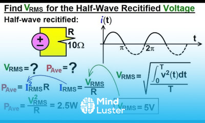 Electrical Engineering Ch 12 AC Power 25 of 58 Find V RMS for Half Wave Rectified Voltage