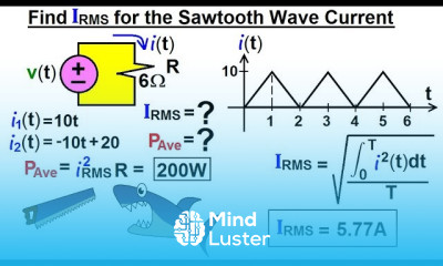 Electrical Engineering Ch 12 AC Power 27 of 58 Find I RMS for Sawtooth Wave Current