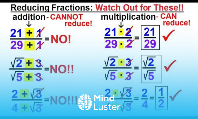 Algebra Ch 0 5 Basic Concepts 7 of 26 Reducing Fractions Watch Out for These