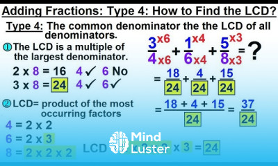Algebra Ch 0 Basic Concepts 18 of 26 Adding Fractions Method 4 How to Find the LCD