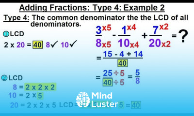 Algebra Ch 0 Basic Concepts 20 of 26 Add Subtract Fractions Method 4 Example 2