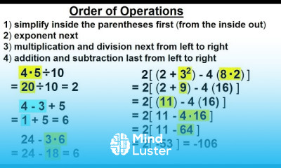 Algebra Ch 0 6 Basic Concepts 14 of 36 Order of Operations