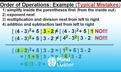 Algebra Ch 0 6 Basic Concepts 15 of 36 Order of Operations Example Typical Mistakes