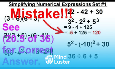 Algebra Ch 0 6 Basic Concepts 20 of 36 Simplifying an Algebraic Expression Mistake