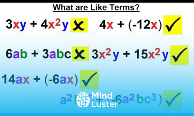 Algebra Ch 0 6 Basic Concepts 24 of 36 What are Like Terms
