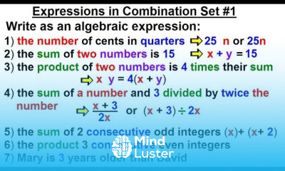 Algebra Ch 0 6 Basic Concepts 32 of 36 Algebraic Expressions in Combination Set 1