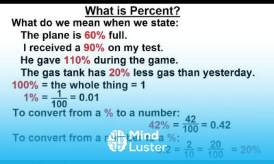 Algebra Ch 0 6 Basic Concepts 34 of 36 What is a Percent