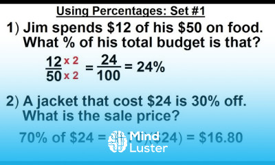 Algebra Ch 0 6 Basic Concepts 35 of 36 Using Percentages Set 1