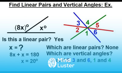 Geometry Ch 1 Basic Concepts 25 of 49 Find the Linear Pairs and Vertical Angles Ex