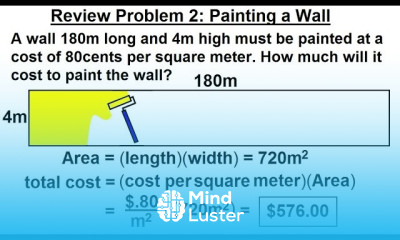 Geometry Ch 1 Basic Concepts 36 of 49 Review Problem 2 Painting a Wall