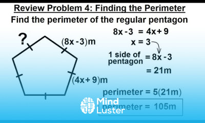 Geometry Ch 1 Basic Concepts 38 of 49 Review Problem 4 Perimeter of a Pentagon