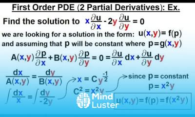 Math Partial Differential Eqn Ch 1 Introduction 21 of 42 1st Order PDE 2 Partial Deriv Ex