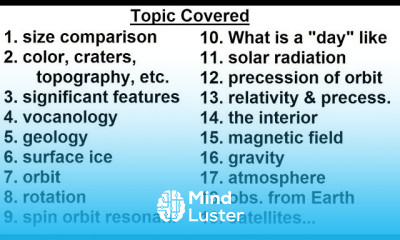 Astronomy Ch 10 Mercury 2 of 42 Topics Covered