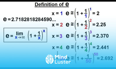 Calculus 1 Ch 5 1 Derivative of e x and lnx 5 of 24 What is the number e