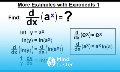 Calculus 1 Ch 5 1 Derivative of e x and lnx 20 of 24 More Examples with Exponents 1