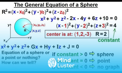 Calculus 3 Graphing in 3 D Basic Shapes 5 of 9 The General Equation of a Sphere