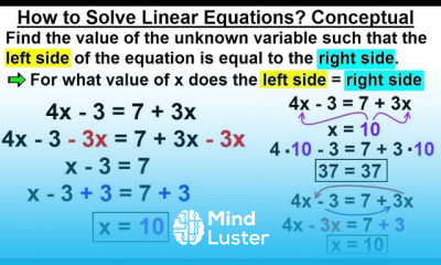Algebra Ch 1 Linear Equation 6 of 21 How to Solve Linear Equations Conceptual