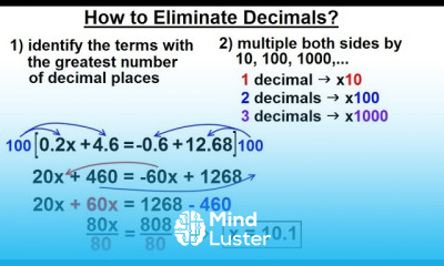 Basic Decimal Equations Learn Algebra Ch 1 Linear Equation 9 of 21 How to Eliminate Decimals ...