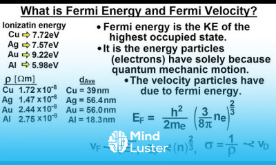 Physics E M Ch 40 1 Current Resistance Understood 11 of 17 Fermi Energy Fermi Velocity