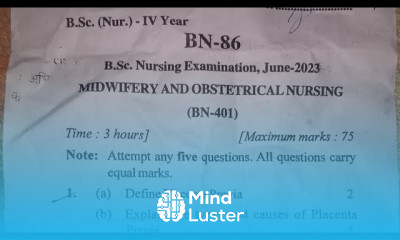 Bsc Nursing Recent Question Paper June 2023 Midwifery Gaynocological Nursing