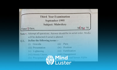 OBG Final Year Question paper gnm bsc