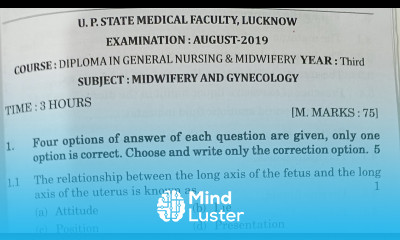 Previous Question Paper Midwifery Gynecological