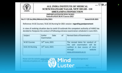 AIIMS Enteranc Exam Postponed Bsc 4 year Bsc Post Basic