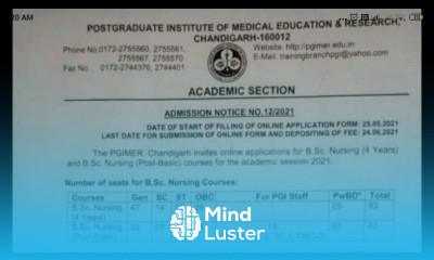 PGIMER Chandigarh Admission Notification