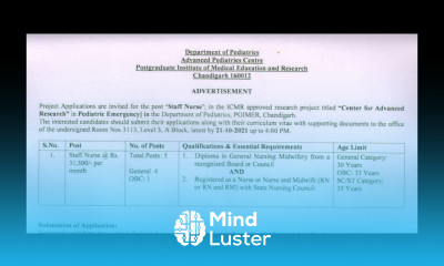 PGIMER Chandigarh Vacancies For Staff Nurse