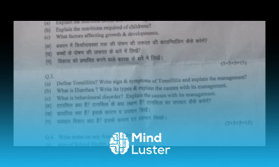 Gnm 2nd Year Child Health Nursing August 2021 Questions Paper HNRC