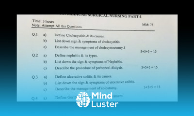 Gnm 2nd Year Previous Question Paper Medical Surgical Nursing 1