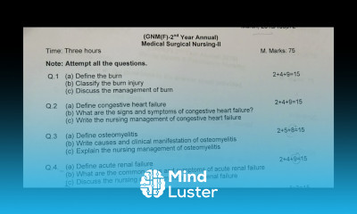 Medical Surgical Nursing 2 Gnm 2nd Year Previous Question Paper