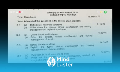 MSN 1 Previous Question Paper Medical Surgical Nursing 1