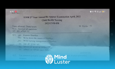 Pediatrics Child Health Nursing Question Paper HNRC April 2022