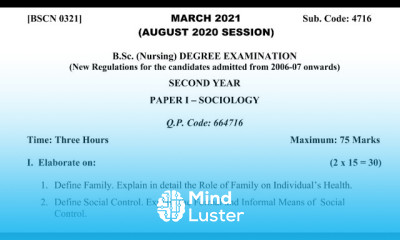 Previous Question Paper Bsc 2nd Year Sociology