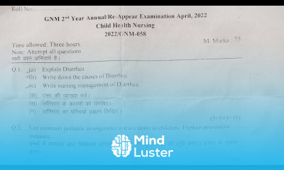 Gnm 2nd year Last year Question Paper April 2022 Child Health Nursing