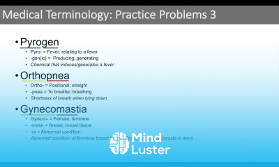 Medical Terminology The Basics and Anatomy Practice Problems Set 2