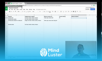 Excel SpreadSheet for Keywords Lesson 11