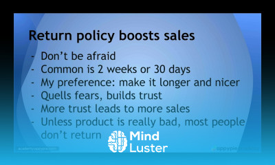 Money back guarantee Lesson 28