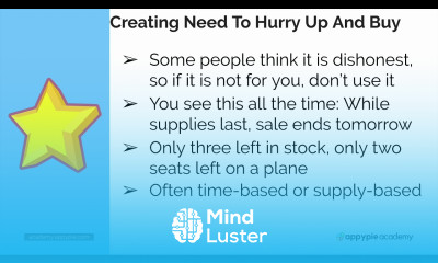 Scarcity learn to manufacture scarcity and get people to buy now Lesson 30