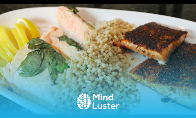 Salmon Two Ways with Israeli Couscous Roasted Brussels Sprouts