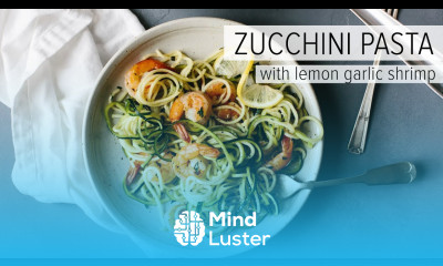 ZUCCHINI PASTA WITH LEMON GARLIC SHRIMP a healthy gluten free Whole 30 recipe