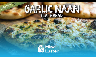 Simple Garlic naan cooked in a cast iron skillet