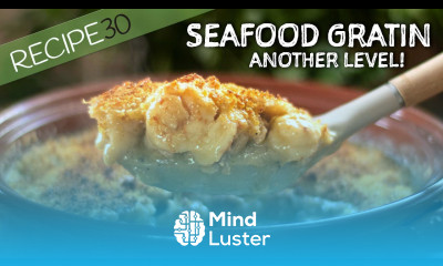 Shrimp Scallop and Fish Gratin with Leek Confit