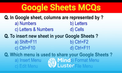 MCQ on Google Sheets Google Sheets MCQ with Answers